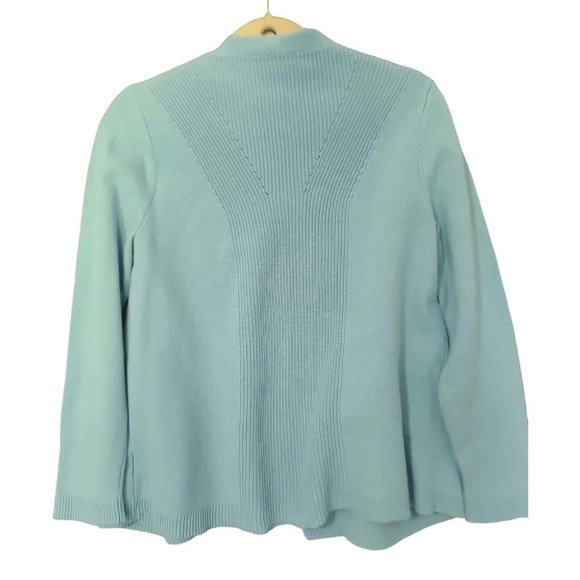 Talbots Cardigan Sweater Women Large Petite Blue Open Front Coastal - Picture 3 of 6